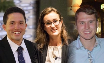 UQ 2018 John Monash Scholars (left to right) - Jordan English, Heather Muir, Steven Ettema