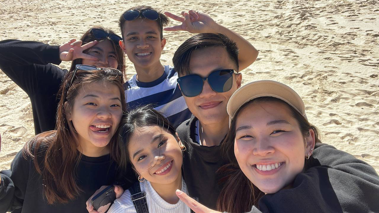 Nang enjoying the Gold Coast beach with friends